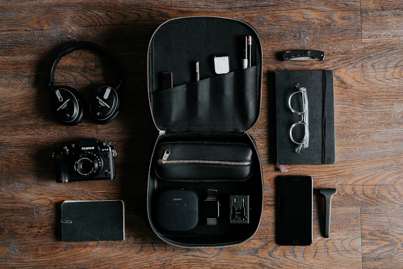 Camera, headphones and everyday tech accessories